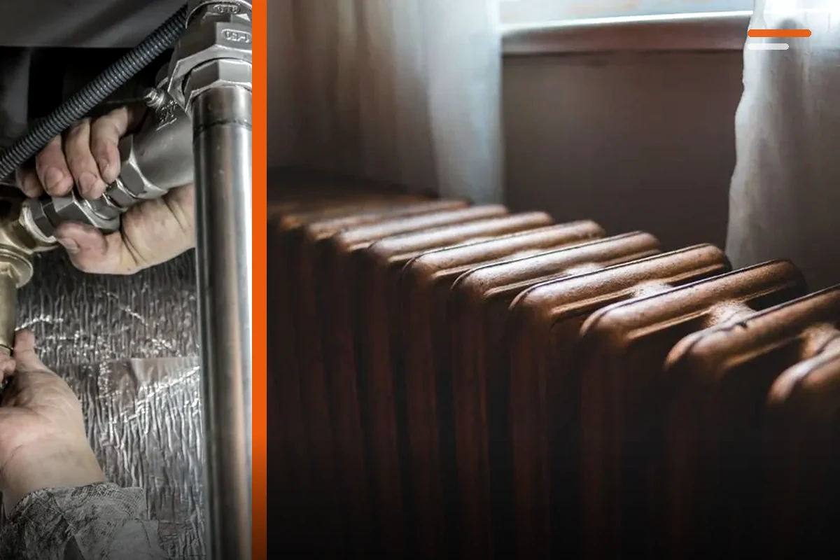 Radiator and heating-system piping context for oil and steam boiler service